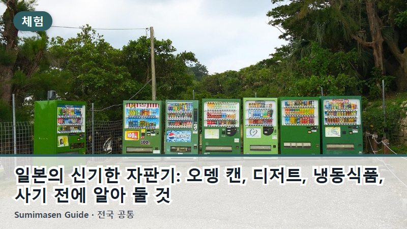 일본의 신기한 자판기: 오뎅 캔, 디저트, 냉동식품, 사기 전에 알아 둘 것